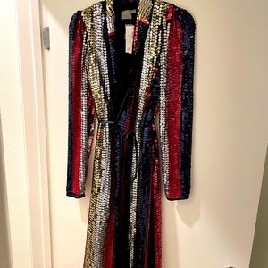 Sequins long sleeve wrap dress